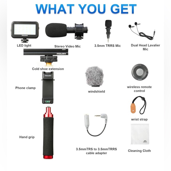 NIB - Mouriv PV-1 Smartphone Video Kit with LED Light and Microphone - Picture 5 of 5